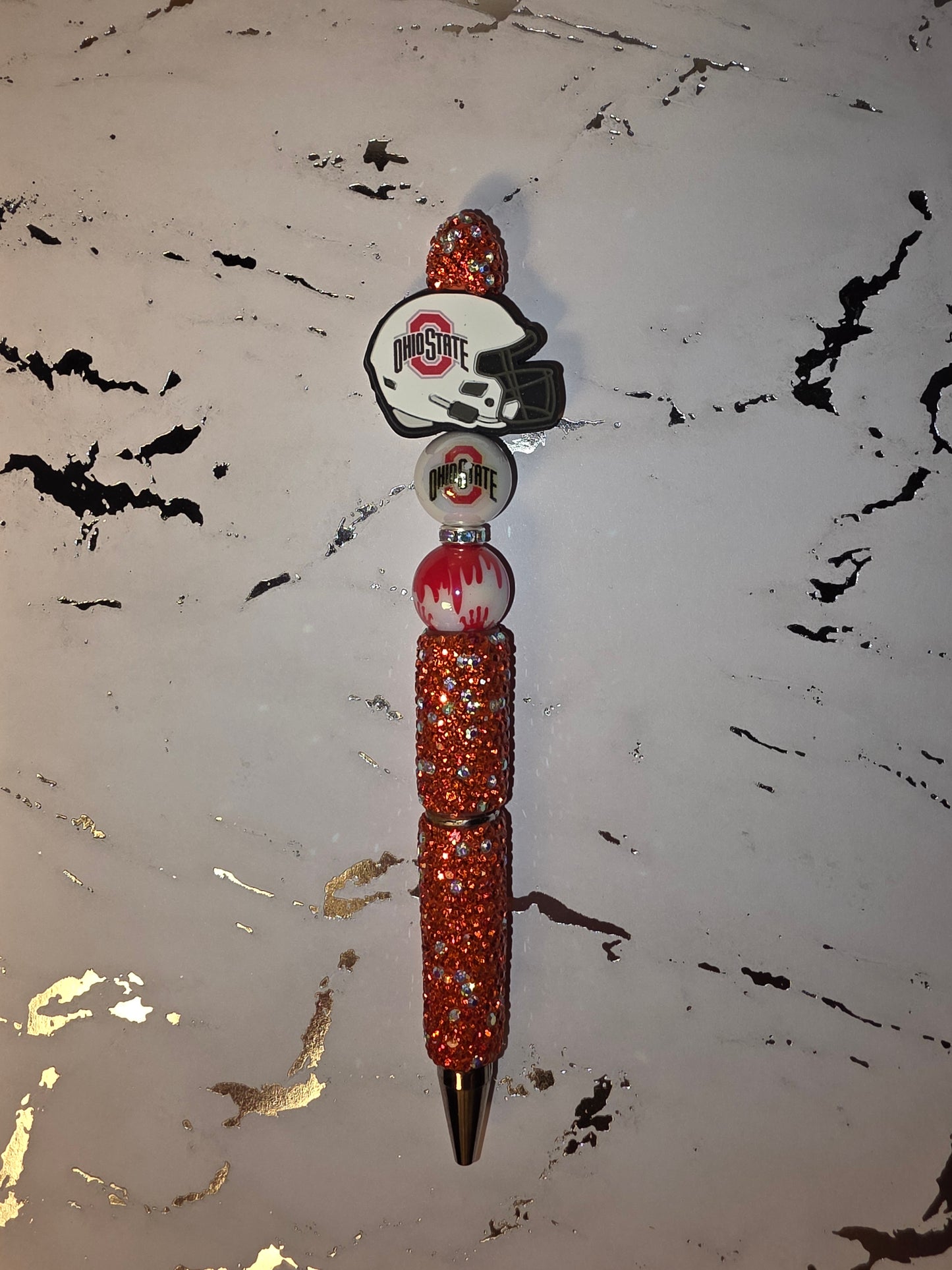 Ohio College Rhinestone Beaded Red and white