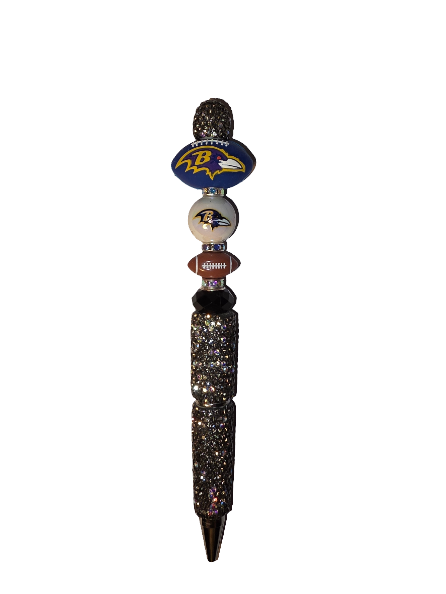 Baltimore Black, White, Purple and Metallic Gold Rhinestone Pen