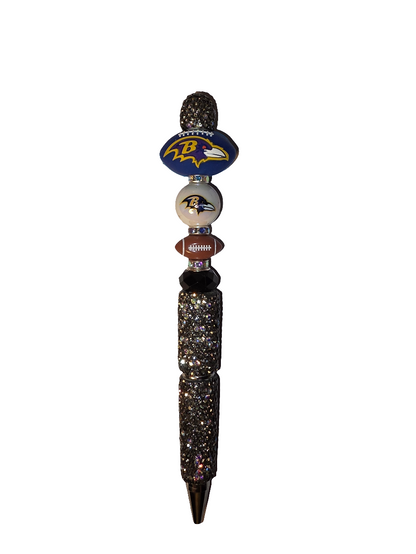 Baltimore Black, White, Purple and Metallic Gold Rhinestone Pen