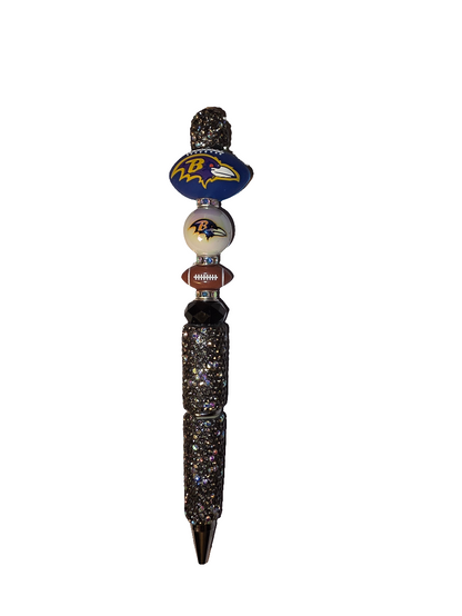 Baltimore Black, White, Purple and Metallic Gold Rhinestone Pen