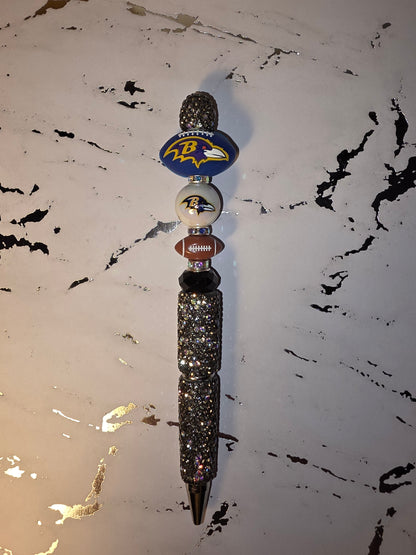 Baltimore Black, White, Purple and Metallic Gold Rhinestone Pen