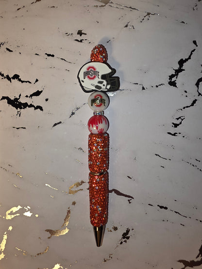 Ohio College Rhinestone Beaded Red and white