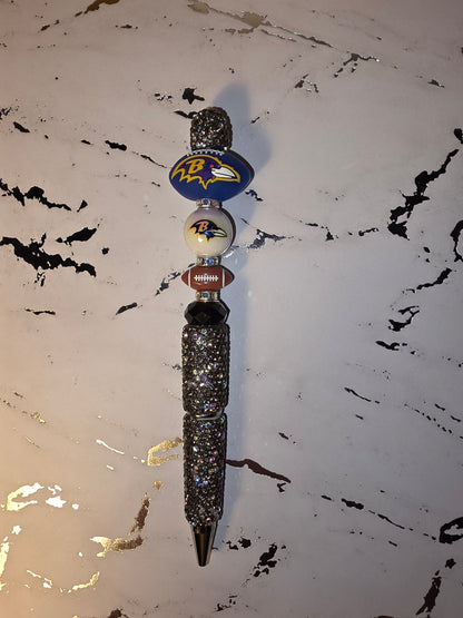 Baltimore Black, White, Purple and Metallic Gold Rhinestone Pen