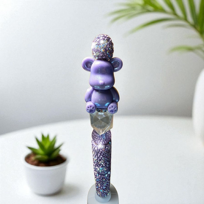 Cosmic Bear Rhinestone Beaded Pen